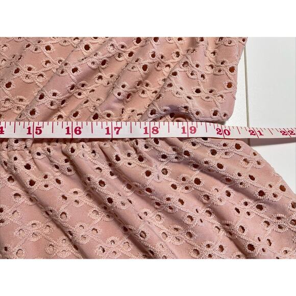 Lane Bryant Top Peach Eyelet Short Sleeve Pullover Plus Size 22/24 Elastic Waist - Picture 7 of 16